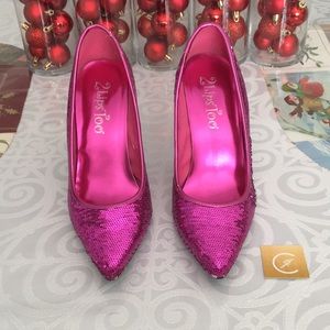 Sequin Fuchsia Point Heels